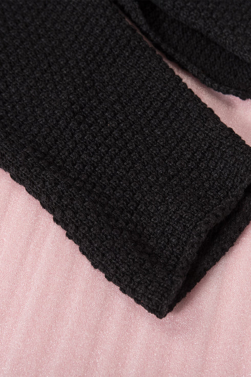 Henley Button Placket Side Slit Drop Shoulder Pullover Knit Sweater